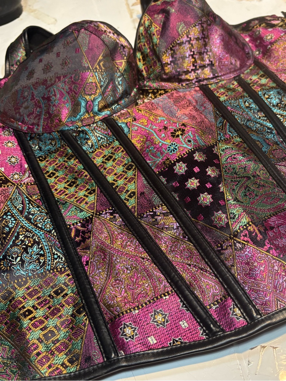 Victorian gothic Boho Jacquard Overbust Corset Top - Picture 12 of 14